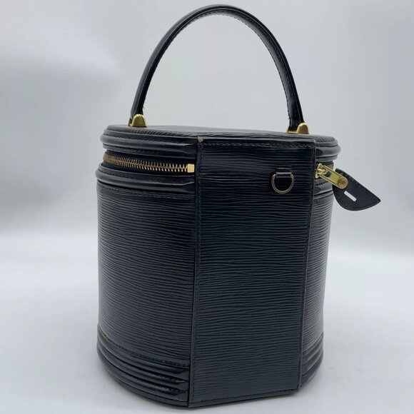 Authentic Louis Vuitton Epi Noir Cannes M48032 Cosmetic HandBag W/Bag - Picture 5 of 11